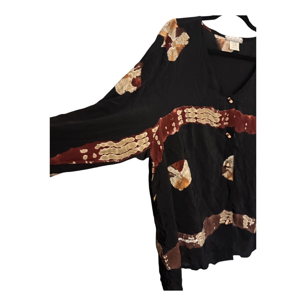Vintage Nino Wong California 2X Rayon Art to Wear Batik Tunic Blouse Made USA - Picture 3 of 7